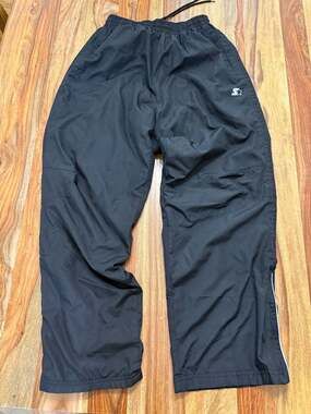 Starter Men's M (32-34) Black Athletic Windbreaker Track Pants